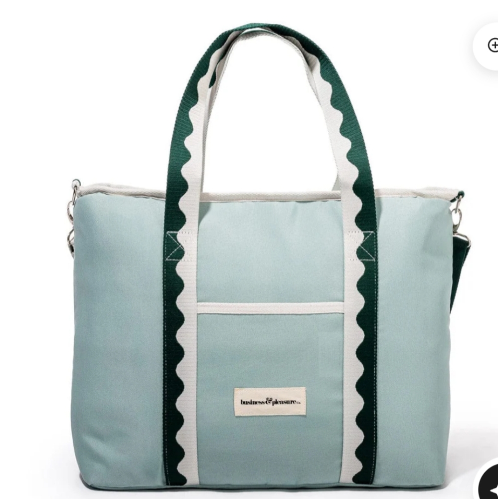 Holiday Cooler Tote - Green and White